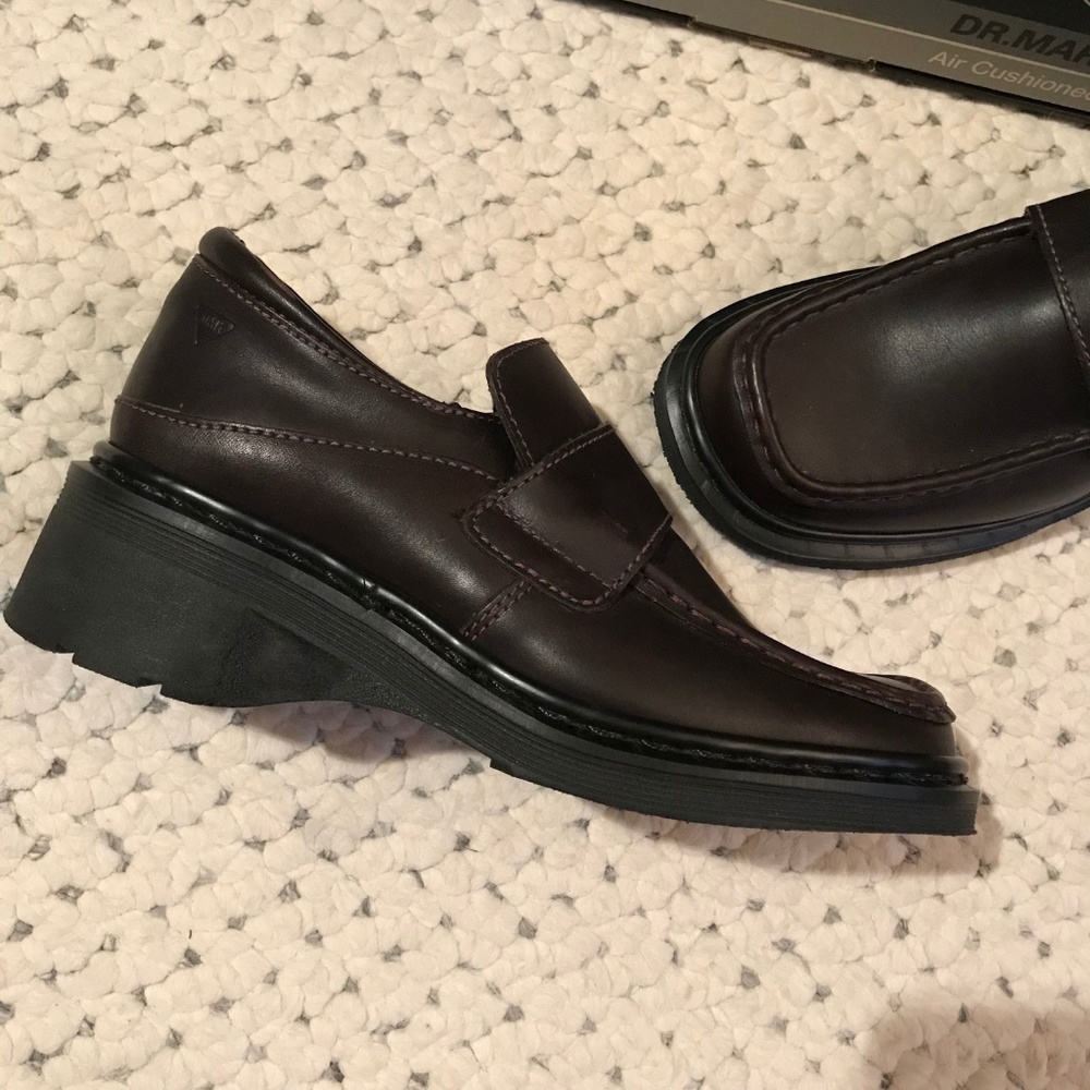 NEW! RARE DR MARTENS Wedges Loafer Shoes 8-8.5 HandMade in ENGLAND DOCS Espresso - Picture 4 of 10